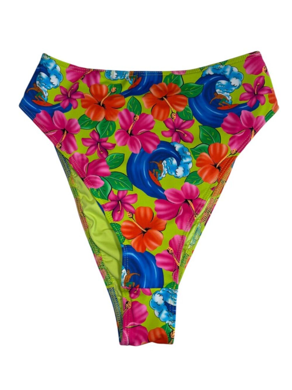 FRANKIES Bikinis Anne High Waisted Swimsuit Bottom Neon Surfer Medium